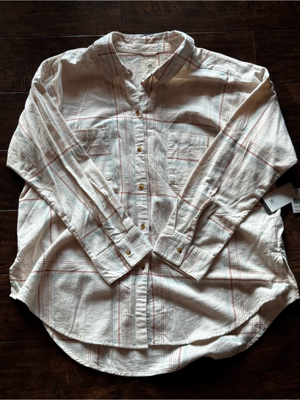 NWT Rip Curl Sayulita Frannel Shirt Bone Stripes Size XL